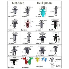 Powermaster PM-26823 Oto Tampon Tutucu Klipsi Plastik Bağlantı Ekipmanları 696'lı Set