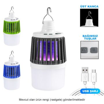 Powermaster MX-858 USB'li Sinek Öldürücü Özellikli 3 Modlu Şarjlı Kamp Feneri