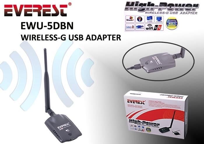 Everest Ewu-5Dbn 802.11G 1Km Mesafe Usb Kablosuz Adaptör