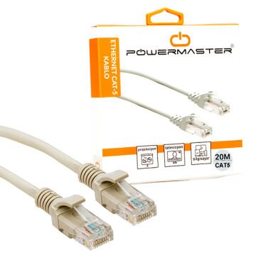 PowerMaster Cat5 20 Metre RJ45 Patch Network Ethernet İnternet Kablosu