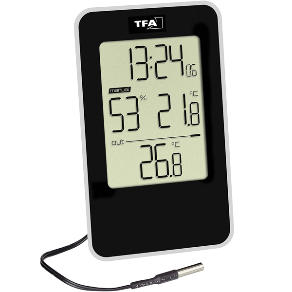 TFA 30.5048.01 Dijital Sıcaklık ve Nem Göstergesi | Kablolu Dış Sıcaklık Sensörlü