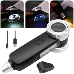 TH-8019 30X Ayarlanabilir Çoklu Işıklı USB Şarjlı El Büyüteci