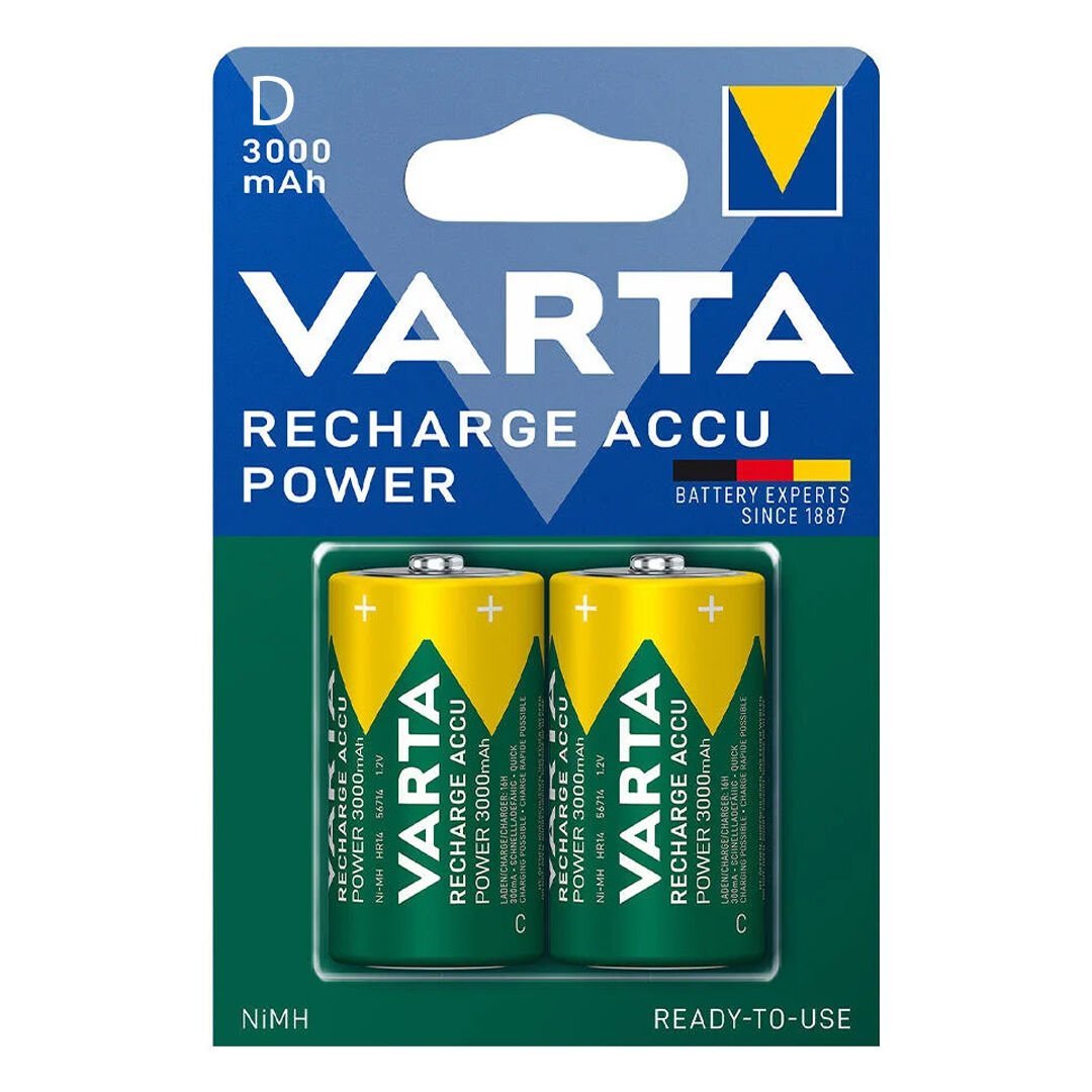 Varta 1.2 Volt - 3000 mAh Ni-MH Büyük D Boy Şarjlı Pil 2'li Paket