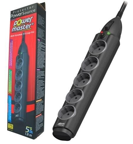 Powermaster Gmx-500H 5'Li 1.8Mt Akım Korumalı Priz