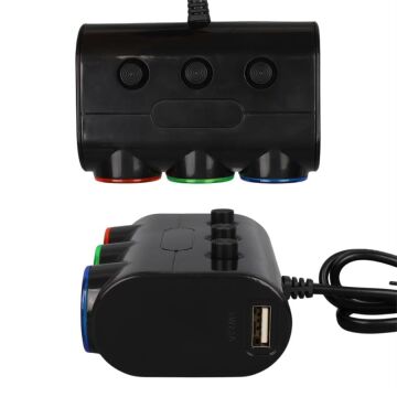 Olesson 1523 12-24V Çift USB Girişli 120W 80cm Kablolu 3'LÜ Araç Çakmak Çoklayıcı