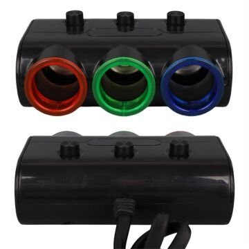 Olesson 1523 12-24V Çift USB Girişli 120W 80cm Kablolu 3'LÜ Araç Çakmak Çoklayıcı