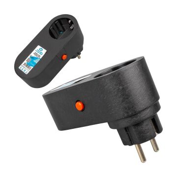 Powermaster Oval Kasa Siyah Tekli Termal Akım Korumalı Priz (10A-2500W) PM-16620