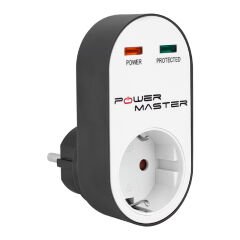 Powermaster Oval Kasa Siyah Tekli Termal Akım Korumalı Priz (10A-2500W) PM-16620