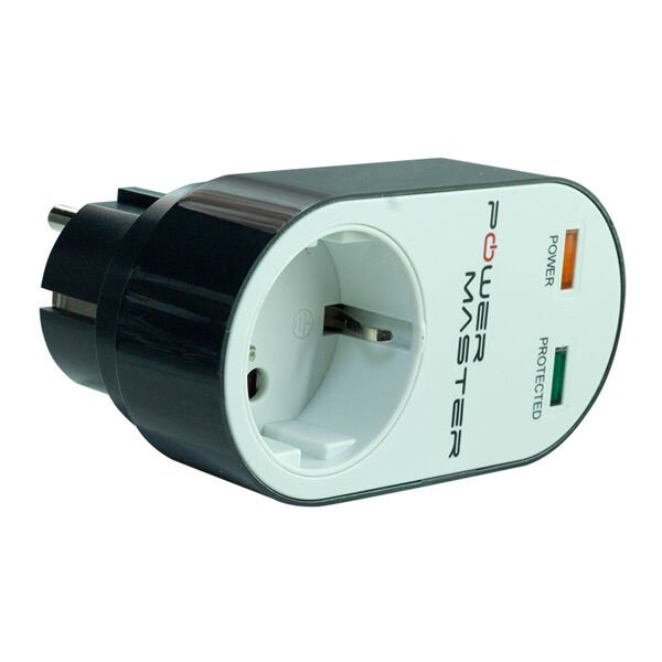 Powermaster Oval Kasa Siyah Tekli Termal Akım Korumalı Priz (10A-2500W) PM-16620