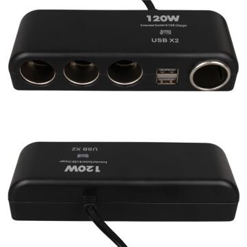 Olesson 1525 12-24V Çift USB'LI 120W 80cm Kablolu 4'LÜ Araç Çakmak Çoklayıcı