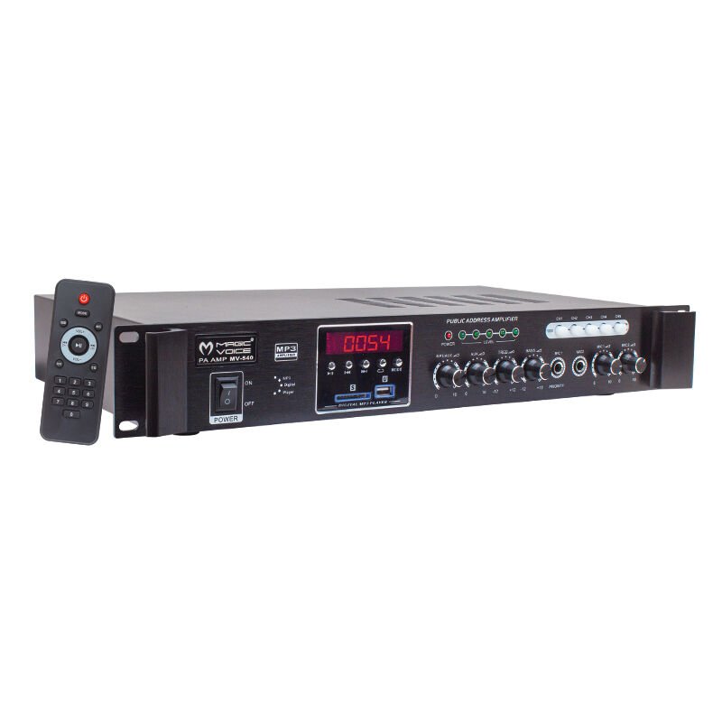 Magicvoice MV-540 100 Watt USB-SD-Bluetooth 2 Mikrofon Girişli 5 Bölgeli Hat Trafolu Anfi