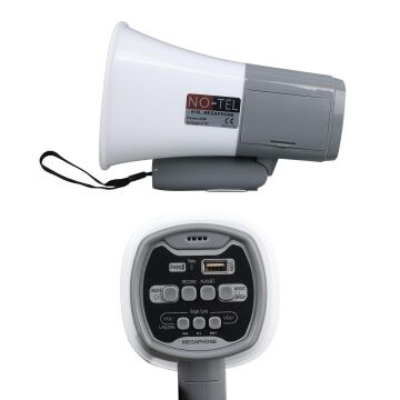 No-Tel 918L Bluetooth-Usb-Siren-Ses Kayıt Özelikli Dahili Bataryalı 25 Watt Mini El Tipi Megafon