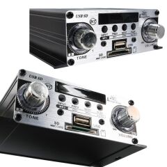 MagicVoice YW-191L 12 Volt 100 Watt Motosiklet Bluetooth Amfi USB/SD 2 Kanal Pazarcı - Anfi (125X95X40mm)