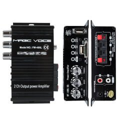 MagicVoice YW-406L 12 Volt 100 Watt Motosiklet Bluetooth Amfi USB/SD 2 Kanal Pazarcı - Anfi (154X80X42Mm)