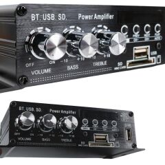 MagicVoice YW-406L 12 Volt 100 Watt Motosiklet Bluetooth Amfi USB/SD 2 Kanal Pazarcı - Anfi (154X80X42Mm)