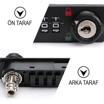 PowerMaster PM-26731 4 Haneli Şifreli Ve Anahtarlı Mekanik Siyah Çekmece Dolap Kilidi (Sol)