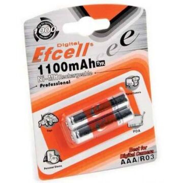 Efcell Extreme Life+ 1.2 Volt 1100mAh AAA İnce Şarjlı Pil 2'li Paket