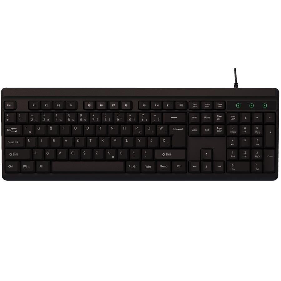 Everest KB-741F Siyah/Gri 2 Mt. Bakır Kablolu Multimedia Usb Türkçe F Klavye