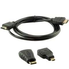 Powermaster HDMI Kablo 3in1 Set 1.5 Metre (HDMI+Micro HDMI+Mini HDMI)