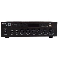 Westa WM-750U 80 Watt 100V-70V Mini 4-16 Ohm USB-SD-Bluetooth 2 Mikrofon Girişli Trafolu Anfi