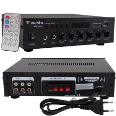 Westa WM-750U 80 Watt 100V-70V Mini 4-16 Ohm USB-SD-Bluetooth 2 Mikrofon Girişli Trafolu Anfi