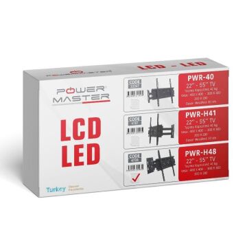 Powermaster PWR-H48 22''-55'' Çift Kollu Kilitli Hareketli Duvar Askı Aparatı