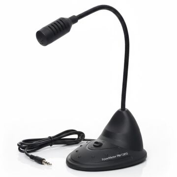 PowerMaster PM-12855 3.5mm Girişli Masaüstü Mikrofon PC Laptop Uyumlu Ayarlanabilir Spiral Gövdeli Canlı Ders