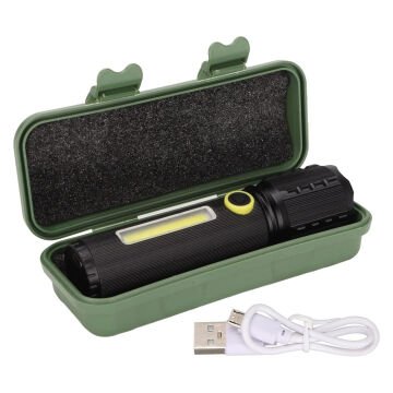 PowerMaster JF-72 Power Led, COB Led Zoomlu Flash Özellikli Şarjlı Metal Kasa Profesyonel El Feneri