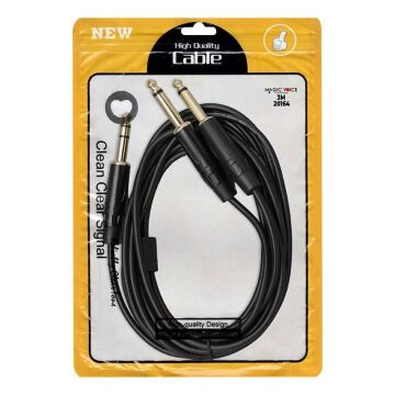 MagicVoice LD390B 3 Metre 6.35mm Stereo Jak (TS) - 2x6.35mm Mono Jak (TS) Ses Kablosu