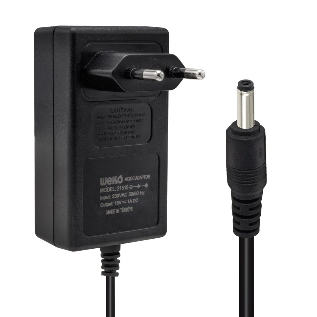 Weko 18 Volt 1 Amper Plastik Kasa Priz Tipi Adaptör 3.5*1.35 Uç