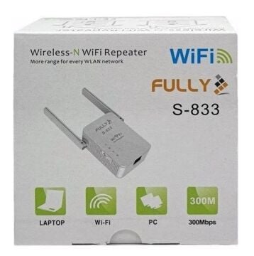 Fully S-833 A18 Priz Tipi Wifi Repeater Sinyal Güçlendirici 300 Mbps
