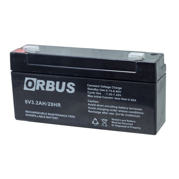 Orbus 6 Volt 3.2 Amper Akü ORB6-3.2 (125x33x60 Mm)