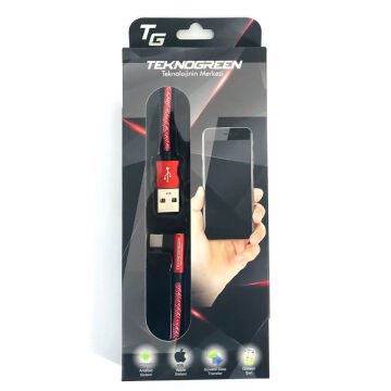 TeknoGreen TKU-C301 1 Mt. USB - L Tip Type-C Şarj ve Data Kablosu