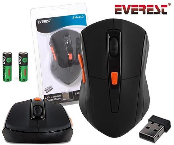EVEREST SM-440 USB SİYAH 2.4GHZ 1200 DPİ KABLOSUZ MOUSE