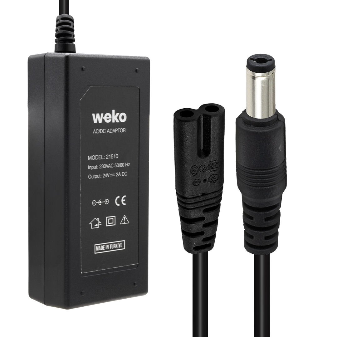 Weko 24 Volt - 2 Amper Plastik Kasa Masaüstü Adaptör 5.5 X 2.5 Uç