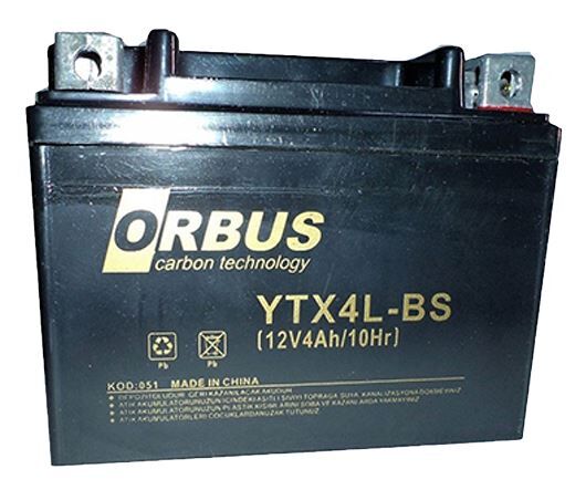 Orbus YTX4L-BS 12V 4A Motosiklet Aküsü (114 X 66 X 88 MM) (1.6Kg)