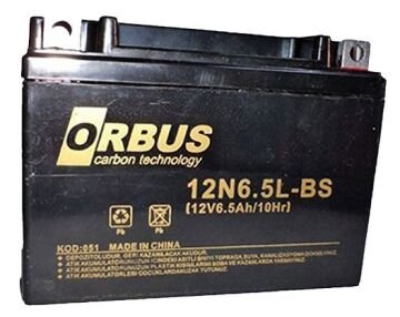 Orbus 12N6.5L-BS 12V 6.5A Motosiklet Aküsü (139 X 66 X 100 MM) (2.05Kg)