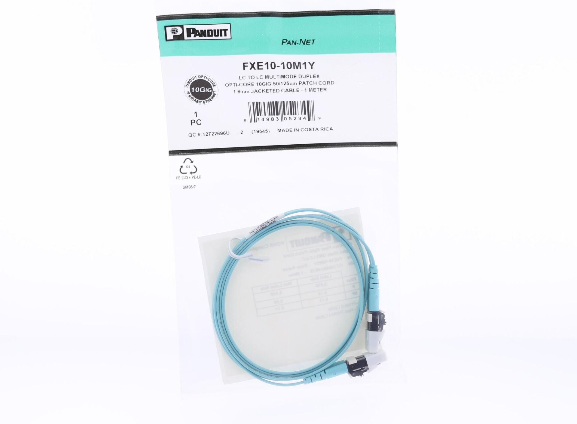 Panduit FXE10-10M1Y LC-LC Fiber Optik Patch Kablo 1mt Multimode Duplex