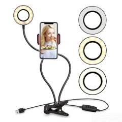 Powermaster PM-2577 Masa Sabitlemeli 3000K-5000K-6500K Selfie Işıklı Telefon Tutacağı Akrobat 2in1