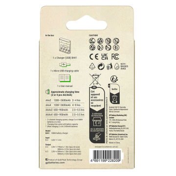 GP Recyko B441 Usb 4’lü AA - AAA Pil Şarj Cihazı (GPACSB44103 GPB441R21-2GTLB1)