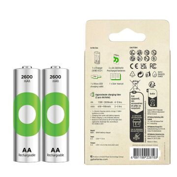 Gp Recyko E221 2*2600 mAh R6 AA Pilli Şarj Cihazı (GP-E221/270AHCER21-2GTLB2)