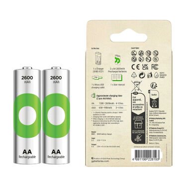 Gp Recyko E221 2*2600 mAh R6 AA Pilli Şarj Cihazı (GP-E221/270AHCER21-2GTLB2)