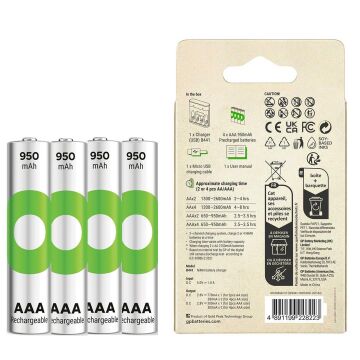 Gp Recyko B441 4*950 mAh R03 AAA Pilli Şarj Cihazı (100HCER21-2GTLB4)