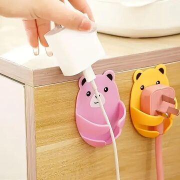 Sunup SN-27190 Ayıcık Desenli Kablo ve Fiş Tutucu Düzenleyici (4'lü Paket)