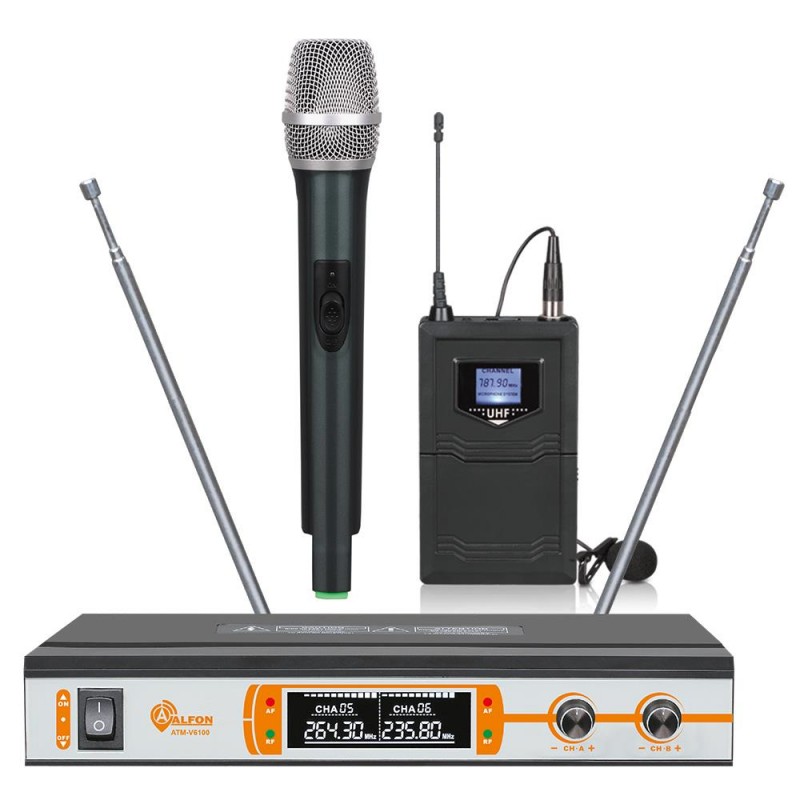 Alfon ATM-V6100 1EL 1Yaka VHF Digital Ekranlı Telsiz Mikrofon