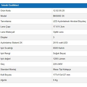 Bakon BK500D-3X LED Akrobat Büyüteç