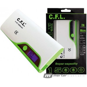 CFL V15T 15000 MA 1A-2A ÇİFT ÇIKIŞLI LCD EKRANLI POWERBANK