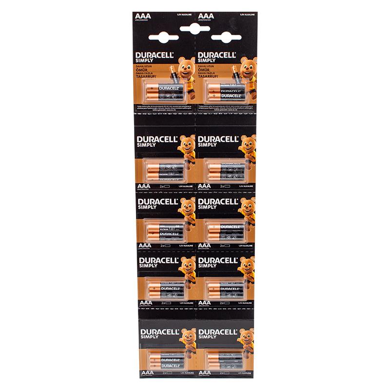 DURACELL LR03/MN2400 1.5 VOLT ALKALİN AAA İNCE KALEM PİL (20Lİ KARTELA PAKET FİYATI)(2Lİ YIRTMALI)