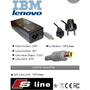 Ibm Lenovo Notebook Adaptör 20v 3.25a 7.9x5.5mm İğneli Sarı Soket