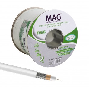 MAG RG59 FA MİNİ DUAL BİTİŞİK 48 TEL ANTEN KABLOSU (100 METRE)